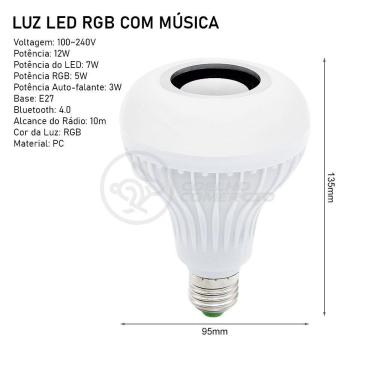 Imagem de Lâmpada Led 12W E27 Rgb Colorida Com Caixa De Som