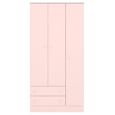 Imagem de Roupeiro Com 3 Portas E 2 Gavetas Pavia Rosa Acetinado