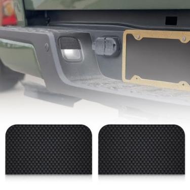 Imagem de LACHTEM 2 peças de capas de luz de placa de licença eliminam o brilho da luz de licença 3ª 4ª geração 2016-2023 T'oyota Tacoma 2024+ fibra de carbono acessórios de proteção para 2015-2025 F'ord F150