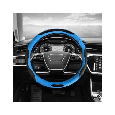 Imagem de MUQIDA Capa de volante de couro, antiderrapante macia e esportiva para volante com aderência confortável, capas protetoras coloridas com costura elástica para volantes de 36,5 a 38 cm, acessórios de