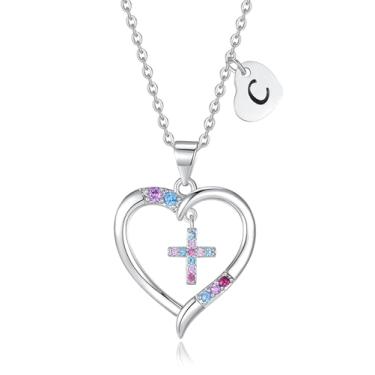 Imagem de DVAVA Colar de cruz para meninas, filhas, batismo, primeira comunhão, confirmação de formatura, presentes para filha, 16 inch+2 inch, Cobre, Zircônia cúbica 2