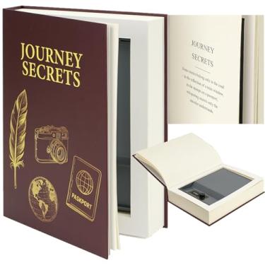 Imagem de Cofre decorativo grande para livros com cadeado de combinação, 27 x 19 cm, caixa de desvio oculta para dinheiro, telefone, passaporte, objetos de valor – estante de livros de escritório em casa