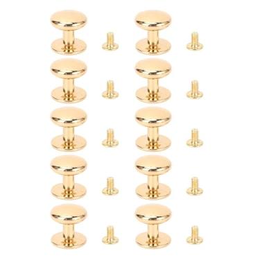 Imagem de Rebite de botão de cabeça redonda Rebites de parafuso de liga de zinco de 18 mm com parafusos de 8 mm para alça de gaveta Tesoura Ferramenta de fixação Construção de metal (Ouro)