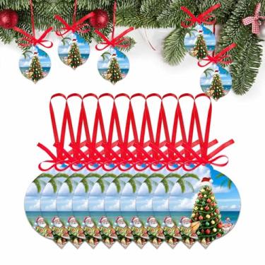 Imagem de Ornamento de Natal 2025 Conjunto de 10, árvore de Natal, Papai Noel, acessórios de pendurar em acrílico para decoração de árvore de Natal, férias, vida oceânica, flamingo, boneco de neve, enfeite em