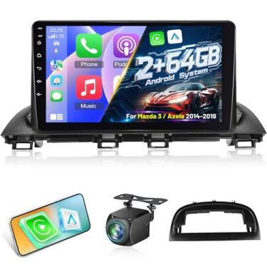 Imagem de Volxcereo Rádio automotivo para Mazda 3 Axela 2014-2019, [2+64] tela sensível ao toque Android estéreo de 9 polegadas com Carplay/Android Auto, GPS, WiFi, Bluetooth, SWC, câmera de backup + microfone