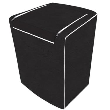 Imagem de Capa para Máquina de Lavar Roupas, Abertura Superior, PVC e Poliéster, Preta, com Zíper, 60x98cm, Proteção contra Poeira