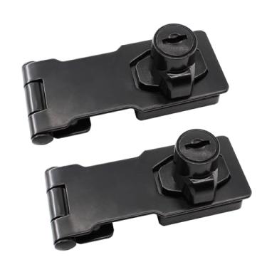 Imagem de Lamvbls 2 peças, trava de ferrolho com chave de 7,6 cm igual para armários e portas pequenas, design de botão giratório, travas de segurança de metal - Preto