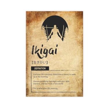 Imagem de Pôster vintage japonês de filosofia de artes marciais Ikigai Samurai Ikigai, arte de parede com código de guerreiro japonês, decoração vintage dojo 30,5 x 45,7 cm tela sem moldura