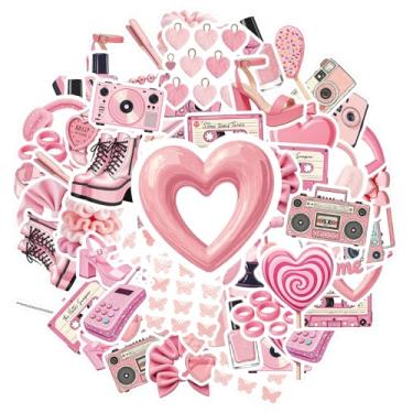 Imagem de 50 adesivos retrô rosa dos anos 90 DIY adesivos vintage retrô graffiti decalques para telefone faça você mesmo, guitarra, notebook, mala, laptop, bagagem, álbum de recortes, adesivo diário