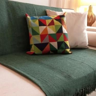Imagem de Kit 2 Mantas Para Sofa Protetor Decorativa Gigante 210x150cm Ideal Para Frio E Cama (2x Verde Floresta)