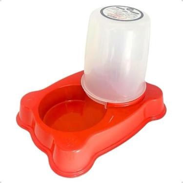 Imagem de Kit Comedouro Bebedouro Para Cães e Gatos Dupla Função 1,35 kg Ração/1,5 Litros (01 UNIDADE - LIGHT VERMELHO)