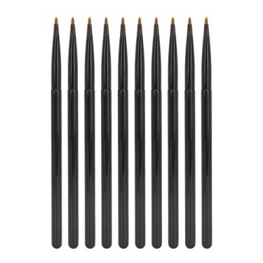 Imagem de Pincel de delineador de lábios profissional macio portátil detalhe delineador de lábios ferramenta pincel de maquiagem para cosméticos preto 10 peças