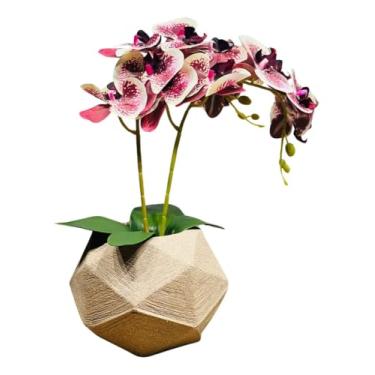 Imagem de Arranjo De Orquidea Vinha Decoração Sala Com Vaso Rose Esfera Tamanho M