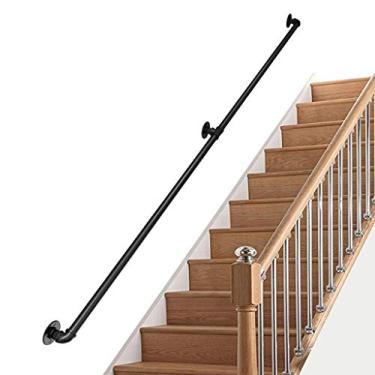 Imagem de FZZIBQYR Trilhos de escada para ambientes internos/externos modernos para escadas, design tubular, rampa de escada para escadas internas, degraus externos, janelas, pátios, varandas