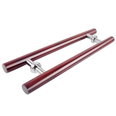 Imagem de Maçaneta de porta de vidro para sauna comercial de madeira maciça/maçaneta de porta de celeiro deslizante para casa - vinho tinto, 3 comprimentos - 1200 × 800 mm