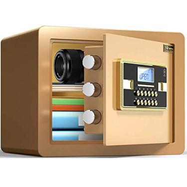 Imagem de Cofre de segurança pequeno eletrônico digital cofre de segurança, caixas de segurança de aço com 2 chaves, seguro de metal seguro para objetos de valor, passaportes, chaves, dinheiro, joias, 35 x 25 x