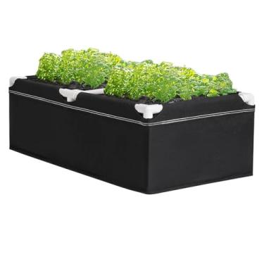 Imagem de Canteiro elevado para plantas de tecido – Vaso retangular para crescimento de vegetais, recipiente elevado para jardinagem com moldura – para flores, batatas, cenouras, abóboras, pepinos, pimentas