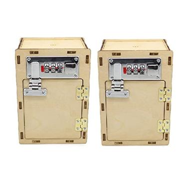 Imagem de HYMCX Caixa de dinheiro para presente, cofrinho de madeira, divertido, faça você mesmo, cofrinho com design de senha, feito à mão, cofre, brinquedos para crianças, meninos, meninas, 8,9 x 13 cm, caixa