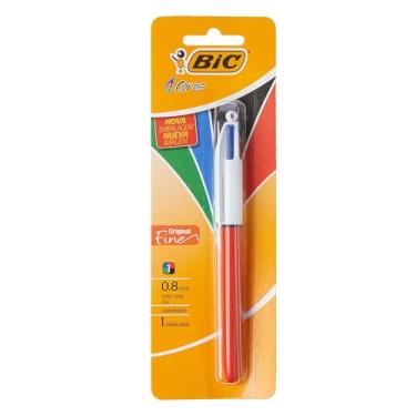Imagem de Caneta Esferográfica Retrátil BIC, 4 Cores, Original Fine, Corpo Vermelho, Ponta Fina de 0.8mm, 929820, 1 unidade