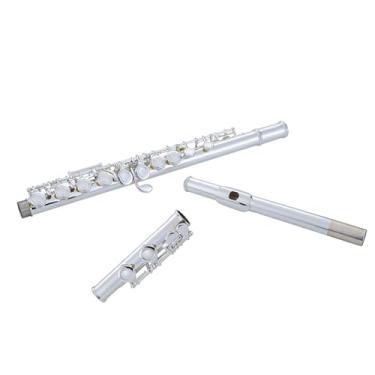 Imagem de Flauta Outfit Profissional Material de Cobre Branco C-key Flauta Banhado a Prata 16 Orifícios Fechados Com Chave E