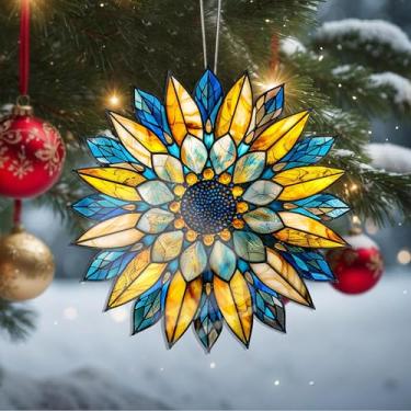 Imagem de Enfeites de Natal, flores de cristal, enfeites de árvore de Natal feitos à mão, decoração de carro e casa - presentes de Natal, decoração de artesanato em acrílico, ideias de troca de presentes para