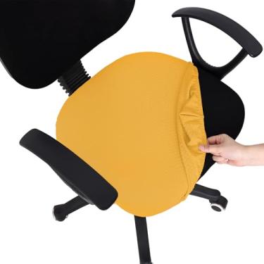 Imagem de Smiry Capas de assento de cadeira de computador de escritório jacquard elásticas, removíveis, laváveis, antipoeira, protetores de almofada de assento - amarelo mostarda