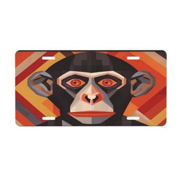 Imagem de Placa de licença de decoração de macaco animal para placas de carro dianteiras de alumínio metal adequado para caminhão, placa de porta de carro, bar, café, acessórios automotivos para homens e