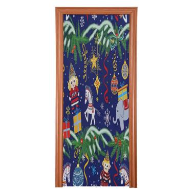 Imagem de ATTX Capa para porta da frente quebra-nozes de conto de fadas - tecido elástico lavável decoração de férias para festas, casa, decoração de porta da frente, 35x79 polegadas (279)