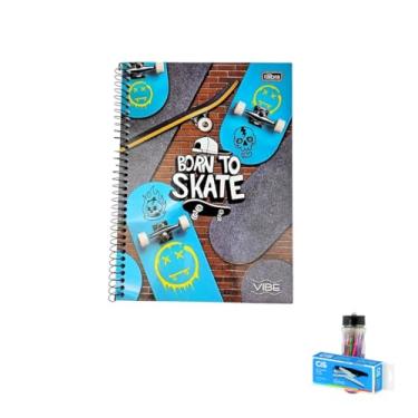 Imagem de Kit Caderno Universitário Capa Dura Vibe Masculino 20 Matérias + Caneta Esferográfica 0.7mm + Grampeador Alicate S-150