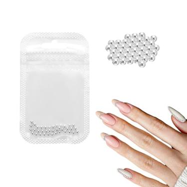 Imagem de Generic Miçangas de arte de unhas de 0,12" (3,0 mm) mini metal 3D caviar unhas contas bola bolha contas com sacos para arte de unhas DIY artesanato decoração, branco
