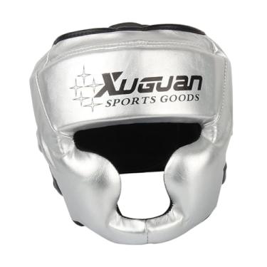 Imagem de rockible Boxing Chapare a testa e proteção da orelha engrossam a tampa da face da engrenagem da cabeça para lutar com lutas de luta de kickboxing, Prata, L