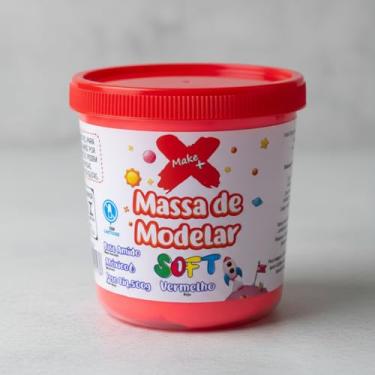 Imagem de Massa de Modelar Massinha Soft Vermelho, Base de Amido, Atóxica, 500g, Textura Macia, Lavável, para Atividades Educativas e Criativas