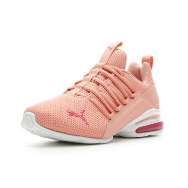 Imagem de PUMA Tênis infantil unissex Axelion, branco, preto, vermelho de alto risco, Poppy Pink-puma branco-pinktastic, 17