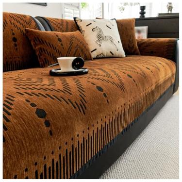 Imagem de SPXMQSS Capas de sofá para sofá, antiderrapante em forma de L, capa de chenille macia universal 1/2/3/4 lugares C 70 x 210 cm