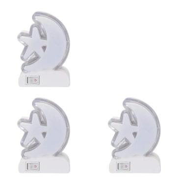 Imagem de Kit 3 Abajur De Tomada Lua Estrela Bivolt Luminária Luz Led Branco Branco 127/220v