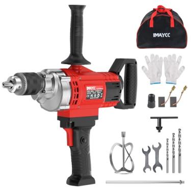 Imagem de IMAYCC Misturador de broca, misturador de concreto 3200W para broca, misturador de cimento com fio de velocidade variável de 110 V, broca de mistura para lama, motar, tinta, argamassa, gesso, conjunto
