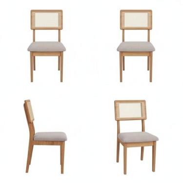 Imagem de Kit 4 Cadeiras Estofadas Encosto Telado Estrutura 100% Mdf Bolonha - D