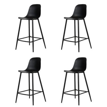 Imagem de Kit 4 Banquetas Altas Miami Abi Fratini 101,50 Cm (altura) Polipropileno Preto Base Em Aço Pintado