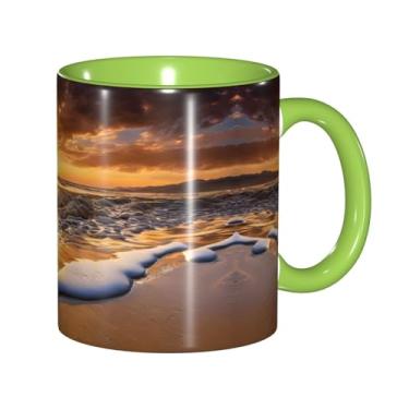 Imagem de Zeraoke Sunset Beach Print Canecas de café criativas, personalizadas, presente para família, tamanho de 325 ml, unissex