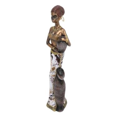 Imagem de Generic Escultura de Mulher Africana, Estatueta de Senhora Tribal Decorativa Misteriosa e Realista do Vintage para Desktop para Escritórios (G04172A)