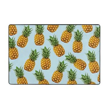 Imagem de Zeraoke Tapetes de área de abacaxi para sala de estar de 1,2 x 1,6 m, tapete macio e moderno, tapetes felpudos antiderrapantes para decoração de casa, tapete lavável para quarto, jantar, dormitório,