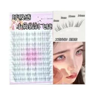 Imagem de Cílios Postiços Naturais Estilo Raposa Com 10 Fileiras De Grupos Indiv