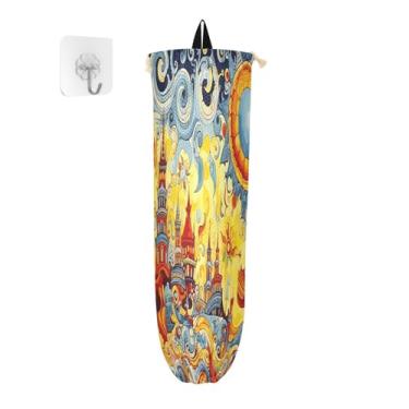 Imagem de Wassud Embalagem com 2 unidades de suporte de saco de plástico, suporte de parede para sacola de mercearia, armazenamento de cozinha para decoração de despensa de cozinha em casa