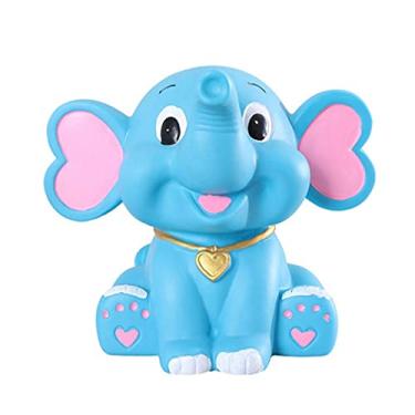 Imagem de HEALLILY Estatueta de animal para meninas desenho de elefante, cofrinho de silicone, cofrinho de dinheiro, cofrinho de moedas, caixa de pote de economia de dinheiro, presentes de aniversário para crianças, meninos e meninas (azul) enfeite de mesa de elefante