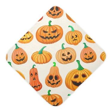 Imagem de Burbuja Toalha de banho de bebê Halloween Pumpkins - Toalha com capuz de musselina macia e absorvente para recém-nascidos, 76 x 76 cm