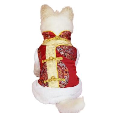 Imagem de BAMY Casaco de Ano Novo para Cachorro Pequeno Fantasia de Gato Quente Roupas de Inverno para Animais de Estimação Colete da Dinastia Tang Moletom de Natal para Menino Filhote de Cachorro Gatinho