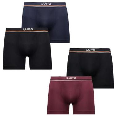 Imagem de Cueca Boxer Adulto Sem Costura Lupo Microfibra - Kit 4 Und, P, Blue ni