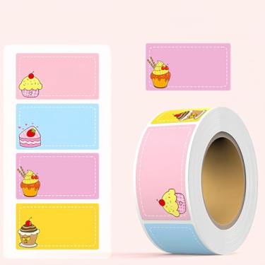 Imagem de Rolo de adesivo infantil com nome - Pacote com 280 etiquetas autoadesivas com tema animal à prova d'água para material escolar e creche (C361)