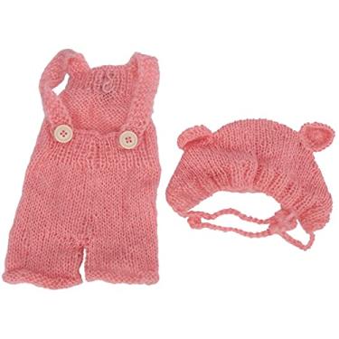 Imagem de SIWOTED Chapéu para fotografia de bebê recém-nascido, roupas macias e fofas, conjunto de roupas para bebê infantil, adereços