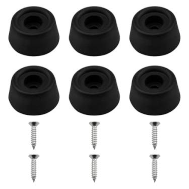 Imagem de Vaveren Conjunto de 6 protetores de base para taco de bilhar com parafuso para reparo, leves e práticos, acessórios para mesa de bilhar, na cor preta.